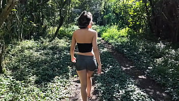 My stepdaughter was teasing me in the middle of the woods and I ended up fucking the hottie's...