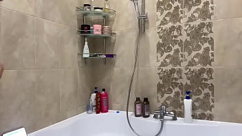 playing with my sweet pussy with hot shower